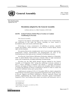 Global Plan of Action To Combat Trafficking in Persons