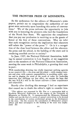 The frontier press of Minnesota. - Collections