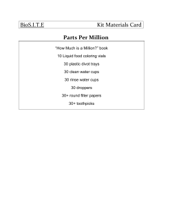 Parts Per Million Materials and Activity Instructions