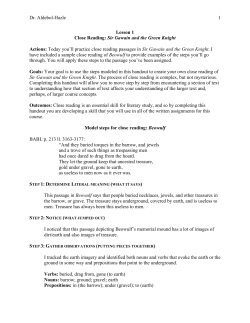 Lesson 1 - Sir Gawain and the Green Knight