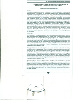 The Influence of Culture on the Communicative Style of Students in