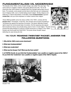 FUNDAMENTALISM VS. MODERNISM