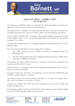 Mr ANZAC Day speech at Campbell Town 25 April 2017