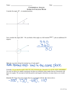 Name: Date: Consider the angle 30&deg; , in standard position. Now