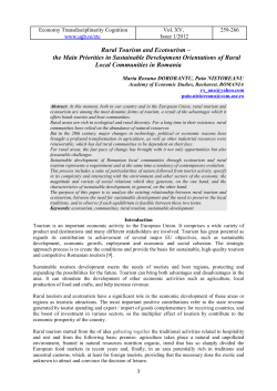 Rural tourism and ecotourism –