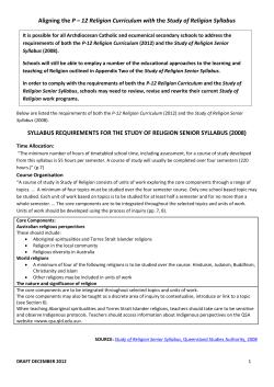 Connecting with the Study of Religion Syllabus