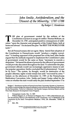 John Smilie, Antifederalism, and the - Open Journal Systems