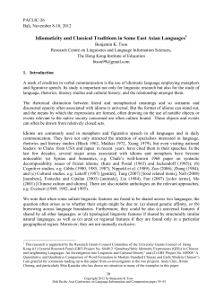 Idiomaticity and Classical Traditions in Some East Asian Languages