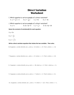 7. Direct Variation Worksheets