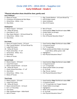 Circle USD 375 &ndash; 2014-2015 &ndash; Supplies List Early Childhood