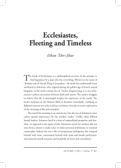 Ecclesiastes, Fleeting and Timeless