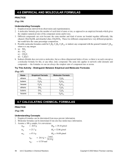 4.6 EMPIRICAL AND MOLECULAR FORMULAS 4.7 CALCULATING