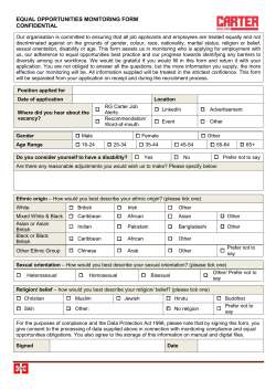 equal opportunities monitoring form confidential