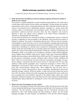Media landscape questions: South Africa