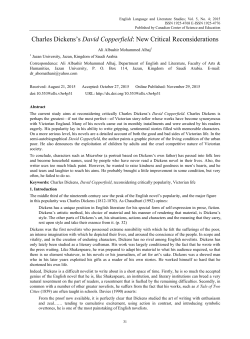 Charles Dickens`s David Copperfield: New Critical Reconsiderations