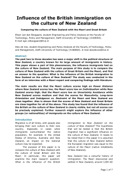 Influence of the British immigration on the culture of New Zealand