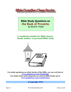 Bible Study Questions on the Book of Proverbs