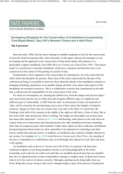 Developing Strategies for the Conservation of Installations