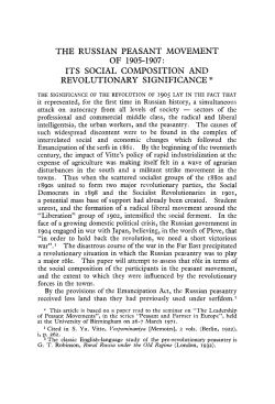the russian peasant movement of 1905-1907: its social