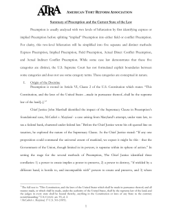 1 Summary of Preemption and the Current State of the Law