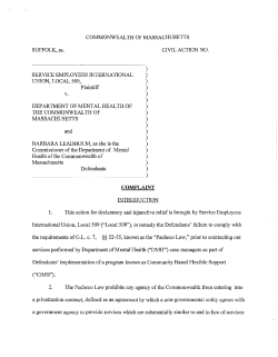 COMMONWEALTH OF MASSACHUSETTS