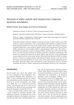 Structure of water&ndash;sulfuric acid clusters from molecular dynamics