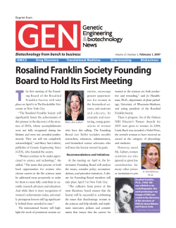 Rosalind Franklin Society Founding Board to Hold Its First Meeting