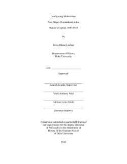 Configuring Modernities: New Negro Womanhood in the Nation`s