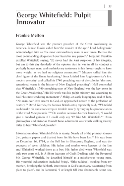 George Whitefield: Pulpit Innovator