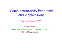 Complementarity Problems and Applications