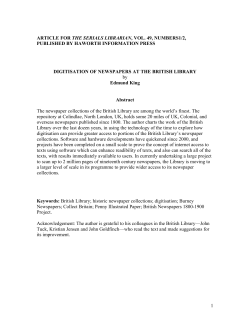 DIGITIZATION OF NEWSPAPERS AT THE BRITISH LIBRARY