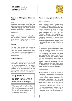 TOEBI Newsletter Volume 32 (2015)