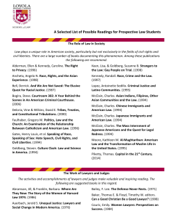 A Selected List of Possible Readings for Prospective Law Students