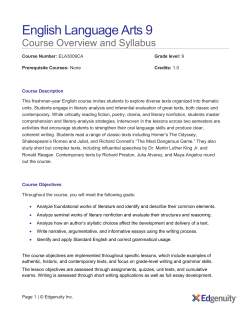 English Language Arts 9