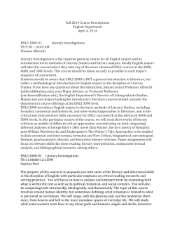 Fall 2014 Course Descriptions English Department April 4, 2014