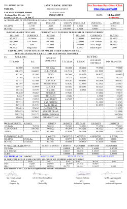 Exchange Rate - Janata Bank