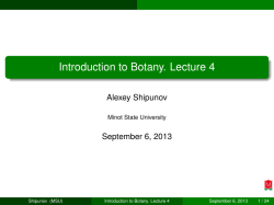 Introduction to Botany. Lecture 4