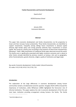 Family Characteristics and Economic Development 26.11.2014