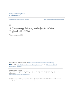 A Chronology Relating to the Jesuits in New England