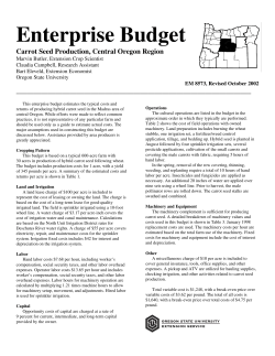 Enterprise Budget: Carrot Seed Production, Central Oregon Region