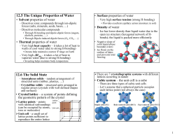 12.5 The Unique Properties of Water 12.6 The Solid State