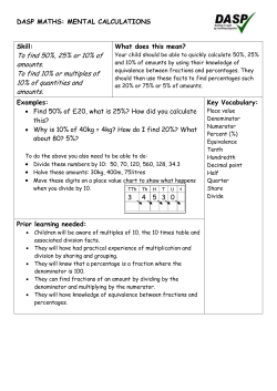 DASP MATHS: MENTAL CALCULATIONS