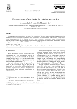 Characteristics of rice husks for chlorination reaction