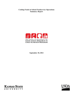 Cooling Foods in School Foodservice Operations Summary Report