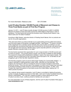 Land O`Lakes Donates 120000 Pounds of