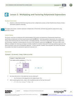 Lesson 2: Multiplying and Factoring Polynomial