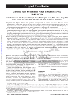 Chronic Pain Syndromes After Ischemic Stroke