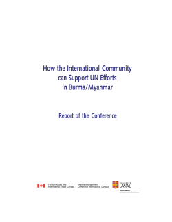 How the International Community can Support UN Efforts in Burma