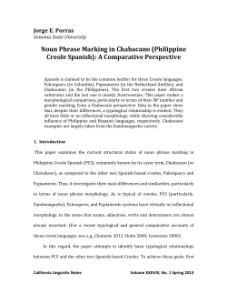 Noun Phrase Marking in Chabacano (Philippine Creole Spanish): A