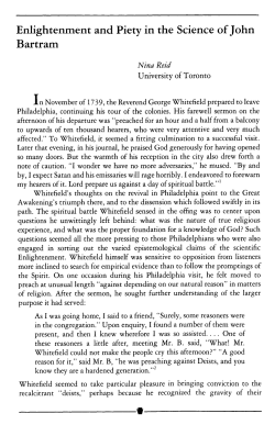 Enlightenment and Piety in the Science of John Bartram